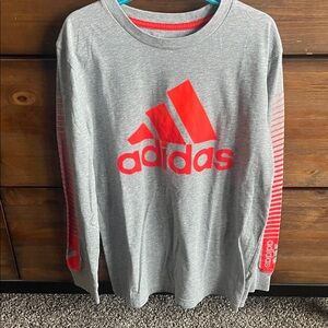 Adidas Kids Long Sleeve Shirt in Gray and Red